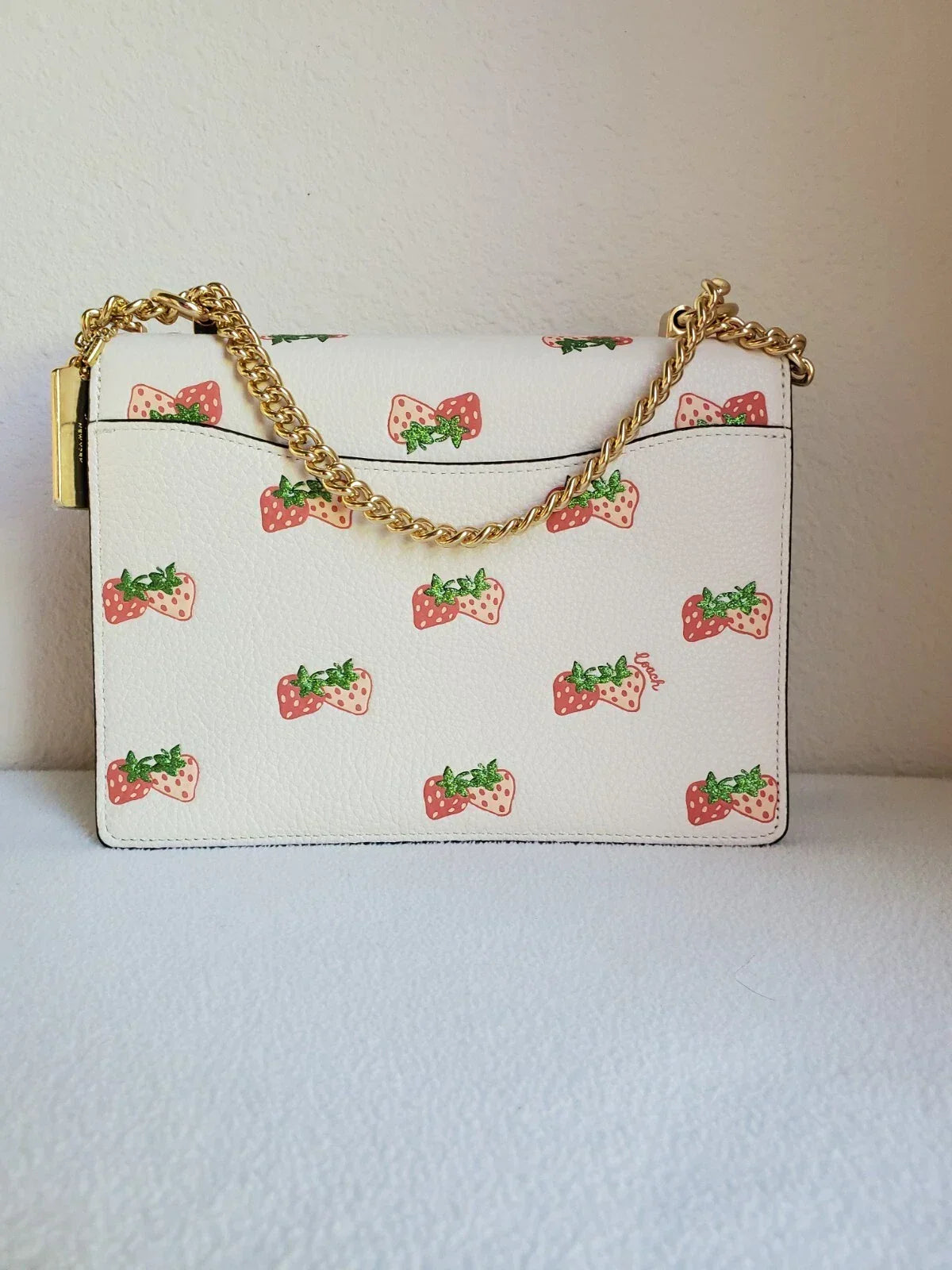 Coach Klare Crossbody with Strawberry Print - White